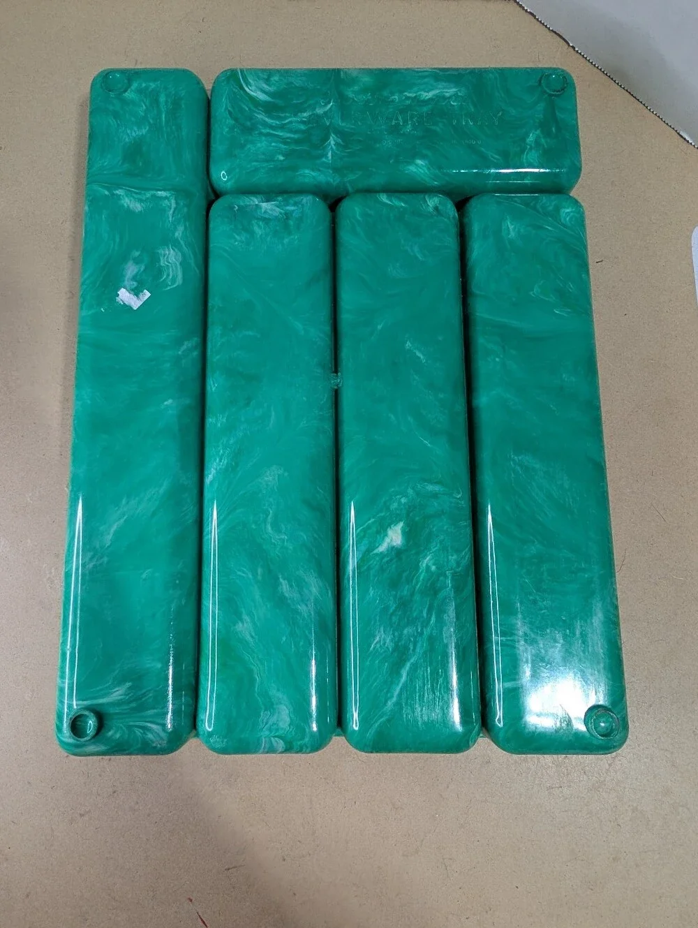 LustrOWare Vintage Green Marble Silverware Tray Kitchen